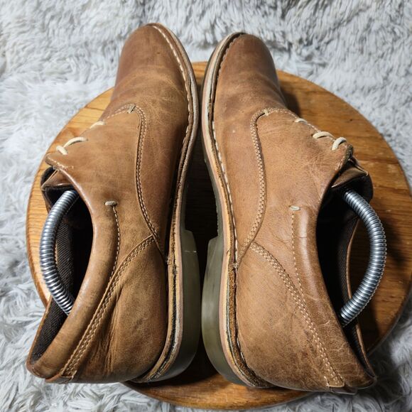 Steve Madden Harpoon Men Size 10 Tan Leather L ace Up Formal Dress Shoe Oxfords - Picture 5 of 15